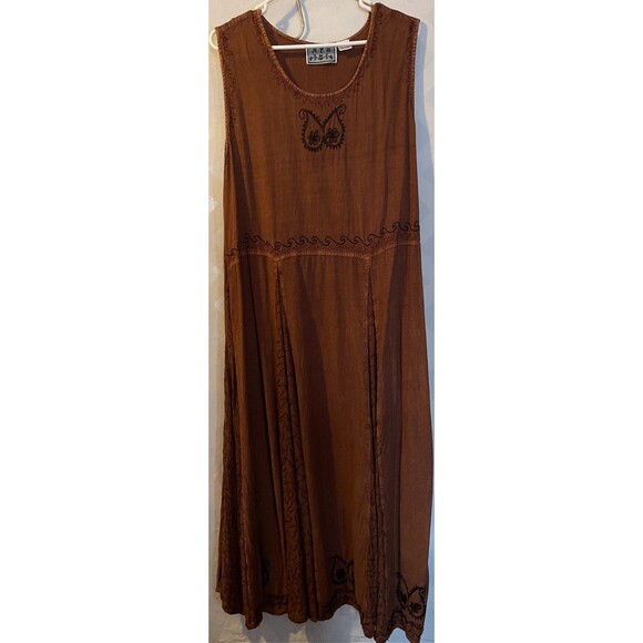 VTG M.P.H 90s Boho Hippie Embroidered Whimsical Festive Maxi Dress 1X  Flaws - Picture 4 of 11